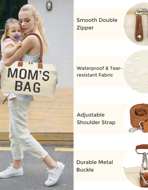 Load image into Gallery viewer, Diaper Bag Tote, Mommy Bag for Hospital, Large Capacity Waterproof Baby Bag for Mom Travel, Hospital Bag for Labor and Delivery with Baby Necessities Bag, Creamy White
