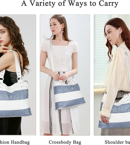 Hobo Purses for Women Multi-Color Striped Lattice Cross Body Shoulder Purse Bag Tote Handbag
