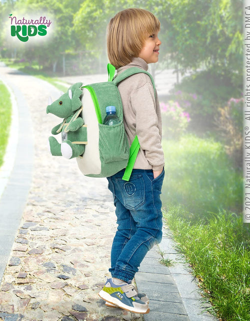 Load image into Gallery viewer, Green Dinosaur Backpack for Boys 4-5, Triceratops Dinosaur Gifts for 4-5 Year Old Boys, Girls, Toddler Backpack
