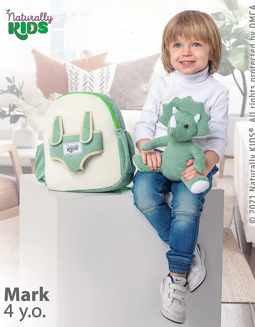 Load image into Gallery viewer, Green Dinosaur Backpack for Boys 4-5, Triceratops Dinosaur Gifts for 4-5 Year Old Boys, Girls, Toddler Backpack
