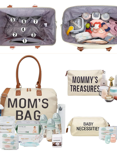 Load image into Gallery viewer, Diaper Bag Tote, Mommy Bag for Hospital, Large Capacity Waterproof Baby Bag for Mom Travel, Hospital Bag for Labor and Delivery with Baby Necessities Bag, Creamy White

