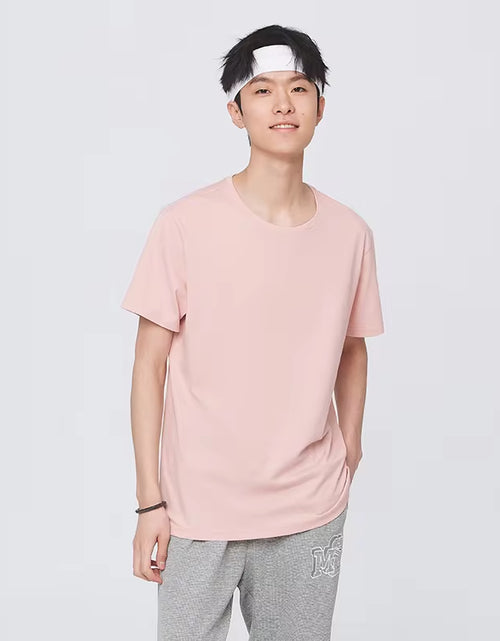 Load image into Gallery viewer, Summer Cotton T Shirts Men 2025 Simple O Neck Stretch Solid New Tops Clothing Casual Tshirt Man Streetwear Cool Tee Shirts
