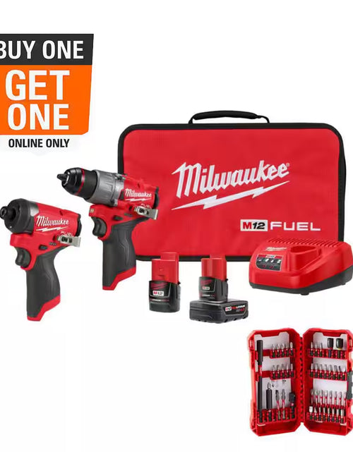 Load image into Gallery viewer, M12 FUEL 12-Volt Lithium-Ion Brushless Cordless Hammer Drill &amp; Impact Driver Combo Kit (2-Tool) with Bit Set (45-Piece)
