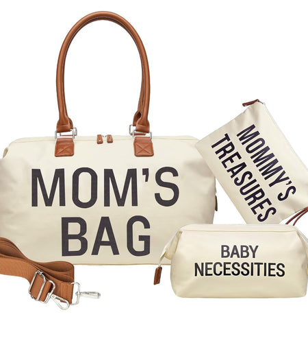 Diaper Bag Tote, Mommy Bag for Hospital, Large Capacity Waterproof Baby Bag for Mom Travel, Hospital Bag for Labor and Delivery with Baby Necessities Bag, Creamy White